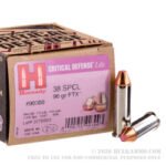 25 Rounds of .38 Spl Ammo by Hornady - Critical Defense Lite - 90gr FTX
