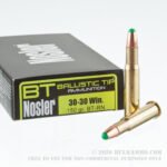 Ammo Overview Quantity - 20 rounds per box Manufacturer - Nosler Bullets - 150 grain Ballistic Tip round nose (BT RN) Casings - Boxer-primed brass