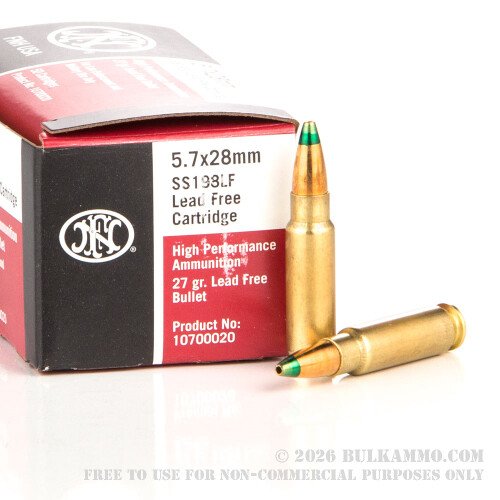 19008f9c94c2f1a2cc937a2d3c10ea4b_4 500 Rounds of 5.7x28 mm Ammo by FN Herstal - 27gr Lead Free JHP - Image 1