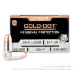 200 Rounds of 9mm Ammo by Speer Gold Dot - 147gr JHP - Image 4