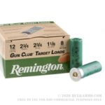 250 Rounds of 12ga Ammo by Remington Gun Club - 1 1/8 ounce #8 shot