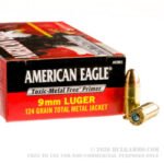 50 Rounds of 9mm Ammo by Federal American Eagle - 124gr TMJ - Non-Tox