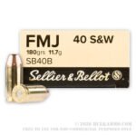 50 Rounds of .40 S&W Ammo by Sellier & Bellot - 180gr FMJ - Image 3