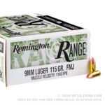 250 Rounds of 9mm Ammo by Remington Range - 115gr FMJ