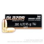 50 Rounds of .380 ACP Ammo by Blazer Brass - 95gr FMJ - Image 5