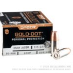 20 Rounds of 9mm Ammo by Speer - 115gr JHP - Image 2