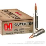 20 Rounds of .243 Win Ammo by Hornady Outfitter - 80gr CX