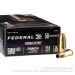 50 Rounds of 9mm Ammo by Federal Punch - 124gr JHP