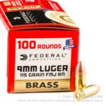 500 Rounds of 9mm Ammo by Federal Champion Brass - 115gr FMJ