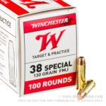 100 Rounds of .38 Spl Ammo by Winchester - 130gr FMJ