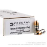 1000 Rounds of 9mm Ammo by Federal LE - 115gr +P+ JHP