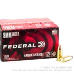 100 Rounds of 9mm Ammo by Federal American Eagle - 124gr FMJ - Image 4